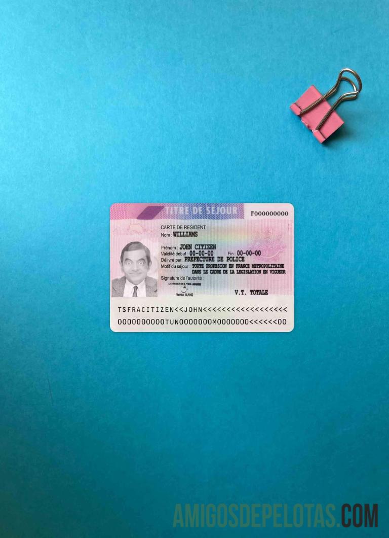 Autorização de residência na França versão 3 Photolook FRONT amostra